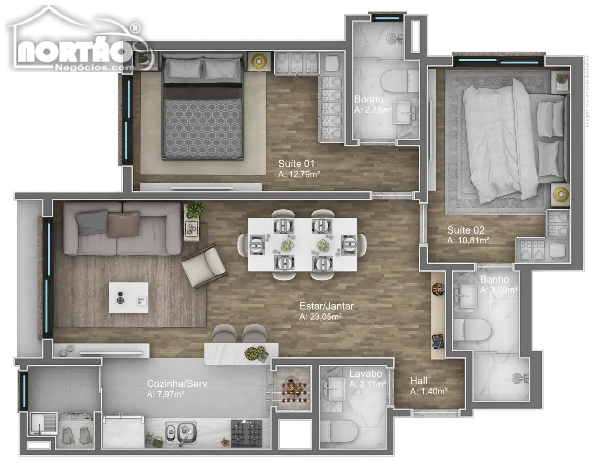 Casa, 1 quarto, 56 m² - Foto 9